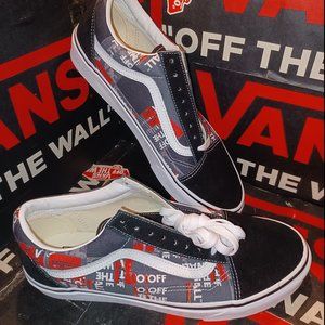 Vans Men's 10.5 Old Skool Packing Tape Black/Red VN0A4U3BWZ4